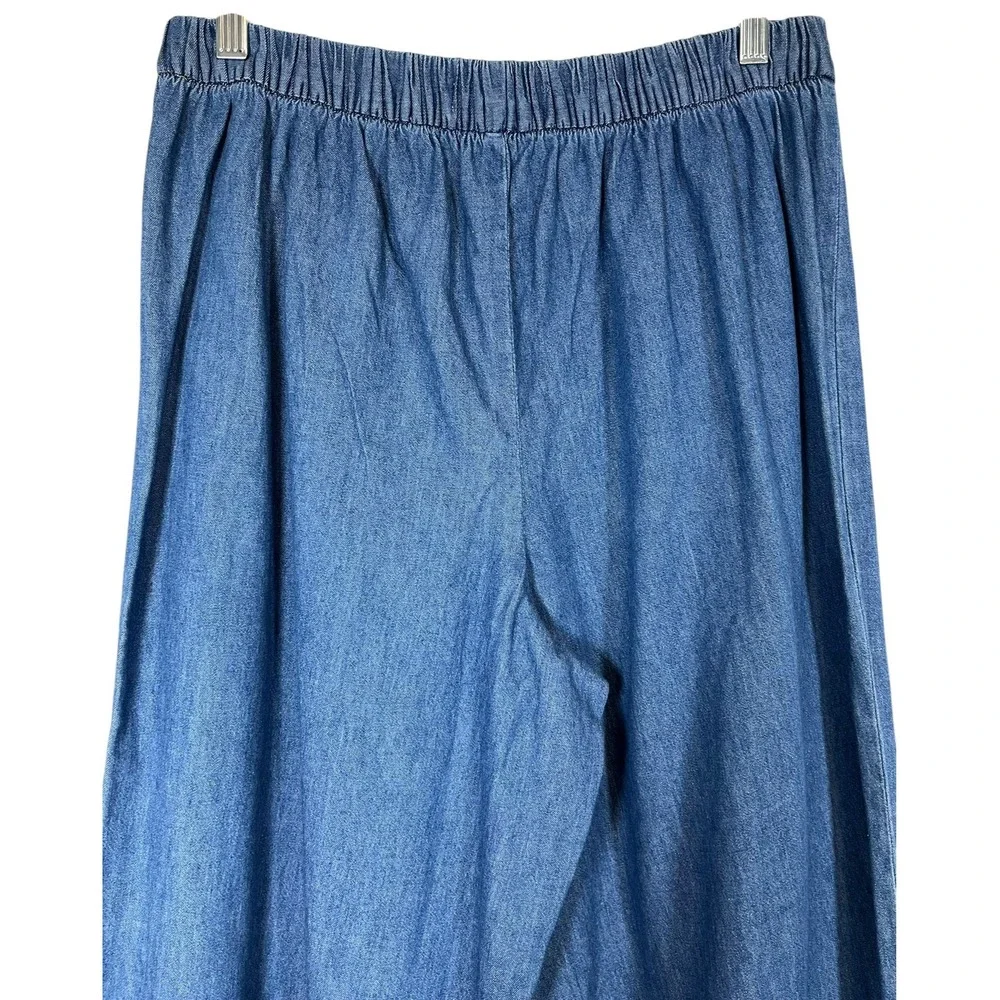 $125 NWT Michael Kors Sz M Pants Chambray Med Blue Wide Leg Pull On Rope Tie New